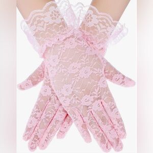 Lace Gloves (Full finger) (New) Soft Pink (Dooney & Bourke items not included)